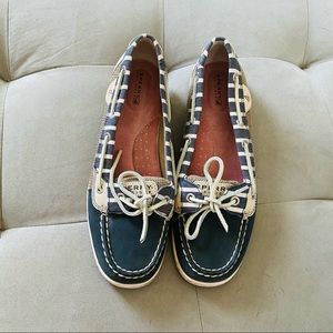 Sperry Navy White Striped Top Sider Boat Shoes